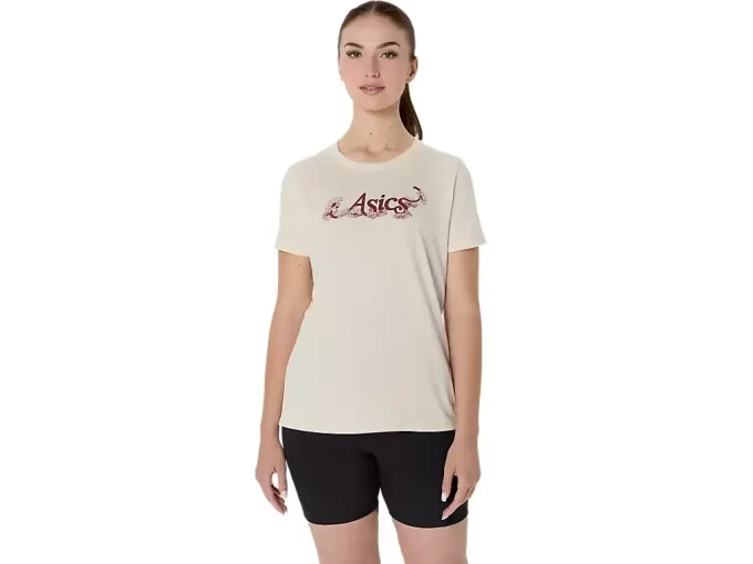 DAME ASICS BLOMSTER-SLOGAN KORTÆRMET T-SHIRT DAME ASICS BLOMSTER-SLOGAN KORTÆRMET T-SHIRT