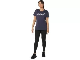 DAME ASICS BLOMSTER-SLOGAN KORTÆRMET T-SHIRT