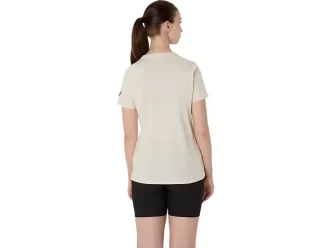 DAME ASICS BLOMSTER-SLOGAN KORTÆRMET T-SHIRT