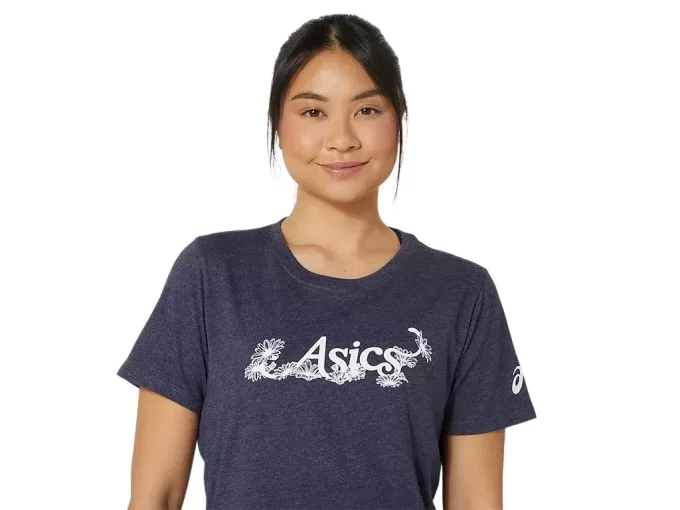 DAME ASICS BLOMSTER-SLOGAN KORTÆRMET T-SHIRT DAME ASICS BLOMSTER-SLOGAN KORTÆRMET T-SHIRT