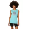 DAME ASICS SUN IN THE SKY SLOGAN MUSCLE T-SHIRT