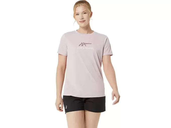 DAME-T-SHIRT MED GRAFISK BANETENNIS