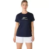 DAME-T-SHIRT MED GRAFISK BANETENNIS