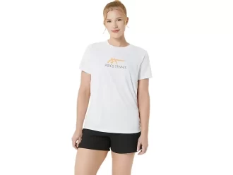 DAME-T-SHIRT MED GRAFISK BANETENNIS