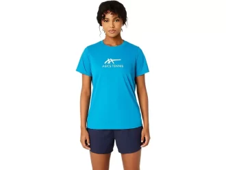 DAME-T-SHIRT MED GRAFISK BANETENNIS