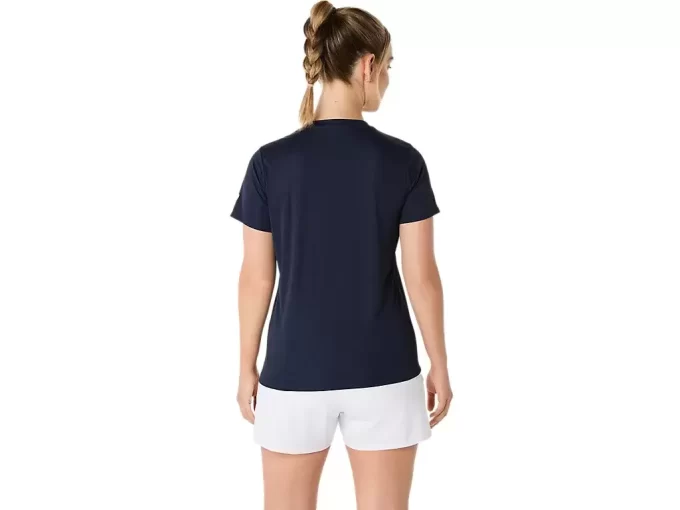 DAME-T-SHIRT MED GRAFISK BANETENNIS