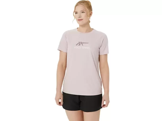 DAME-T-SHIRT MED GRAFISK BANETENNIS