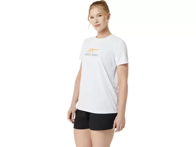 DAME-T-SHIRT MED GRAFISK BANETENNIS DAME-T-SHIRT MED GRAFISK BANETENNIS