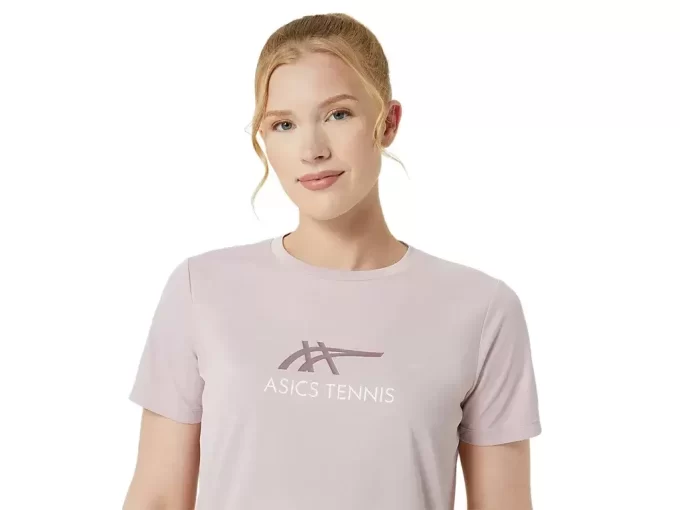 DAME-T-SHIRT MED GRAFISK BANETENNIS