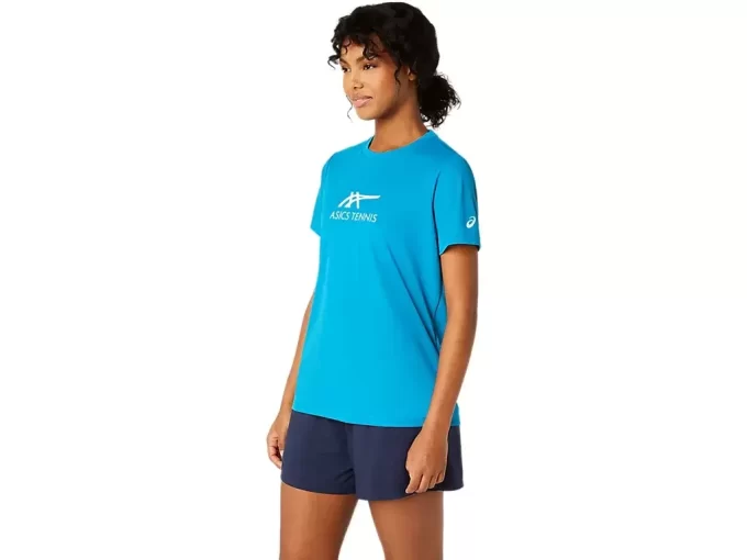 DAME-T-SHIRT MED GRAFISK BANETENNIS DAME-T-SHIRT MED GRAFISK BANETENNIS