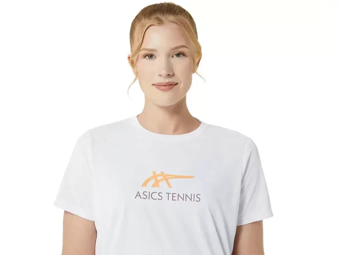 DAME-T-SHIRT MED GRAFISK BANETENNIS DAME-T-SHIRT MED GRAFISK BANETENNIS