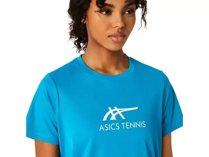 DAME-T-SHIRT MED GRAFISK BANETENNIS DAME-T-SHIRT MED GRAFISK BANETENNIS