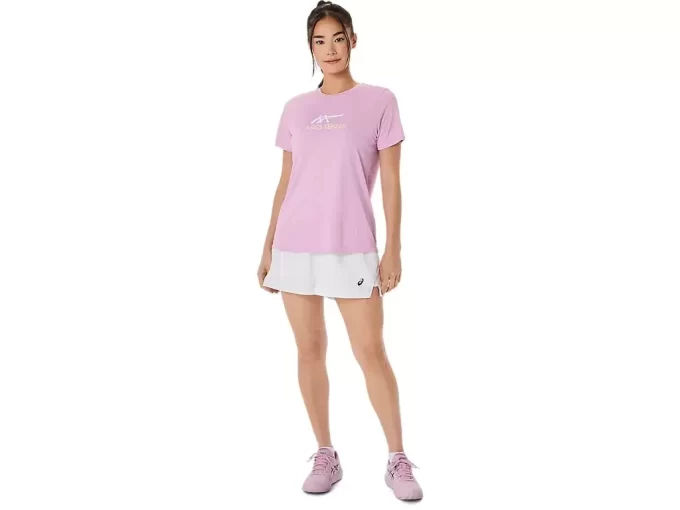 DAME-T-SHIRT MED GRAFISK BANETENNIS DAME-T-SHIRT MED GRAFISK BANETENNIS
