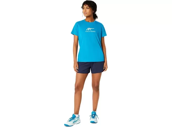 DAME-T-SHIRT MED GRAFISK BANETENNIS DAME-T-SHIRT MED GRAFISK BANETENNIS