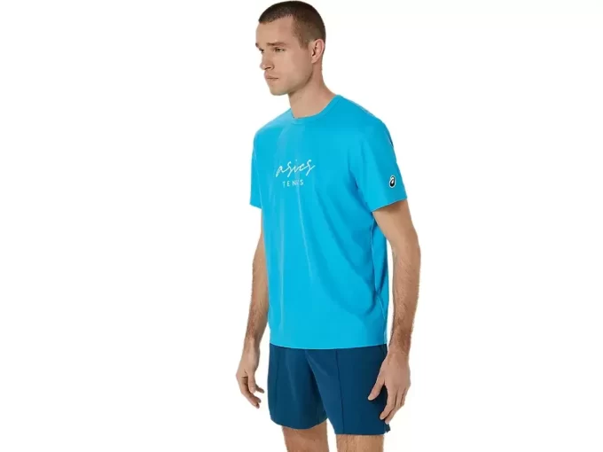 KLASSISK HERRE-T-SHIRT MED GRAFISK BLÅ KLASSISK HERRE-T-SHIRT MED GRAFISK BLÅ