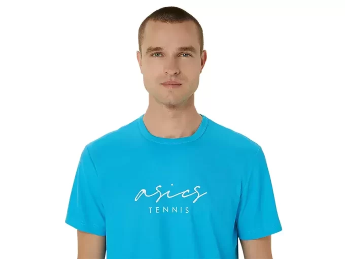 KLASSISK HERRE-T-SHIRT MED GRAFISK BLÅ KLASSISK HERRE-T-SHIRT MED GRAFISK BLÅ