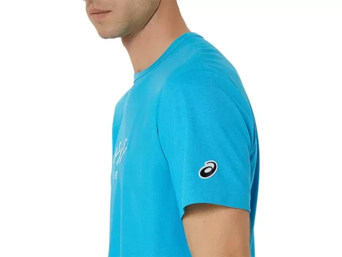 KLASSISK HERRE-T-SHIRT MED GRAFISK BLÅ KLASSISK HERRE-T-SHIRT MED GRAFISK BLÅ